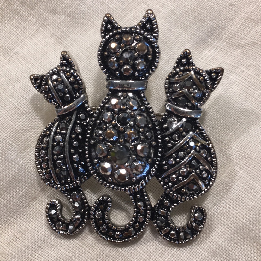 Cat Backs Trio Marquisate Brooch